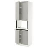 SEKTION Gabinete alto microondas+4 puertas, blanco/Lerhyttan gris claro, 30x24x90 "