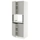 Opción: SEKTION Gabinete alto microondas+4 puertas, blanco/Lerhyttan gris claro, 30x24x80 "