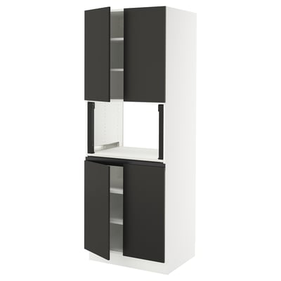 SEKTION Gabinete alto microondas+4 puertas, blanco/Nickebo antracita mate, 30x24x80 "