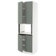 SEKTION Gabinete alto microondas+4 puertas, blanco/Nickebo verde grisáceo mate, 30x24x90 "