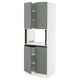 SEKTION Gabinete alto microondas+4 puertas, blanco/Nickebo verde grisáceo mate, 30x24x80 "