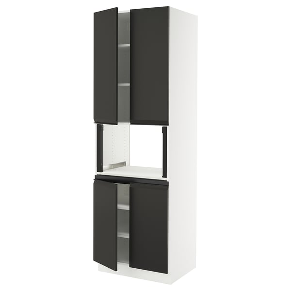 SEKTION Gabinete alto microondas+4 puertas, blanco/Upplöv antracita mate, 30x24x90 "