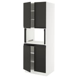 SEKTION Gabinete alto microondas+4 puertas, blanco/Upplöv antracita mate, 30x24x80 "