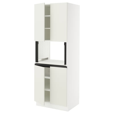 SEKTION Gabinete alto microondas+4 puertas, blanco/Veddinge blanco, 30x24x80 "