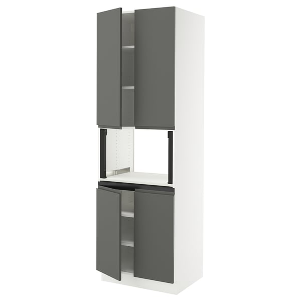 SEKTION Gabinete alto microondas+4 puertas, blanco/Voxtorp gris oscuro, 30x24x90 "