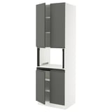 SEKTION Gabinete alto microondas+4 puertas, blanco/Voxtorp gris oscuro, 30x24x90 "