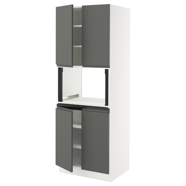SEKTION Gabinete alto microondas+4 puertas, blanco/Voxtorp gris oscuro, 30x24x80 "