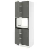 SEKTION Gabinete alto microondas+4 puertas, blanco/Voxtorp gris oscuro, 30x24x80 "
