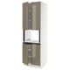 SEKTION Gabinete alto microondas+4 puertas, blanco/Voxtorp marrón grisáceo oscuro alto brillo, 30x24x90 "