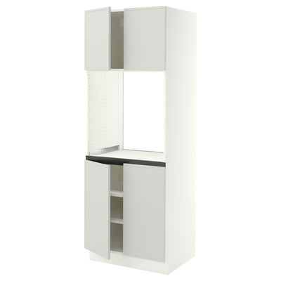 SEKTION Gabinete alto para horno+4 puertas, blanco/Aspudden gris claro, 30x24x80 "