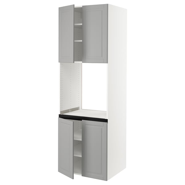 SEKTION Gabinete alto para horno+4 puertas, blanco/Bodbyn gris, 30x24x90 "