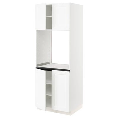 SEKTION Gabinete alto para horno+4 puertas, blanco Enköping/blanco efecto madera, 30x24x80 "