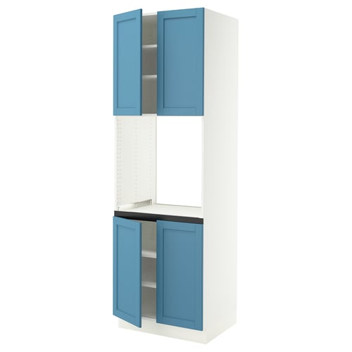 SEKTION Gabinete alto para horno+4 puertas, blanco/Lerhyttan azul, 30x24x90 "