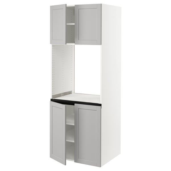 SEKTION Gabinete alto para horno+4 puertas, blanco/Lerhyttan gris claro, 30x24x80 "