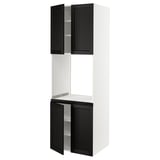 SEKTION Gabinete alto para horno+4 puertas, blanco/Lerhyttan teñido en negro, 30x24x90 "
