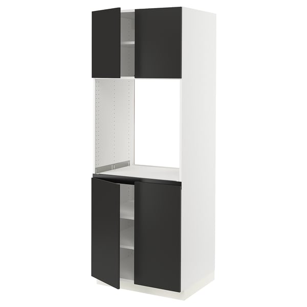 SEKTION Gabinete alto para horno+4 puertas, blanco/Nickebo antracita mate, 30x24x80 "
