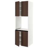 SEKTION Gabinete alto para horno+4 puertas, blanco/Sinarp marrón, 30x24x90 "