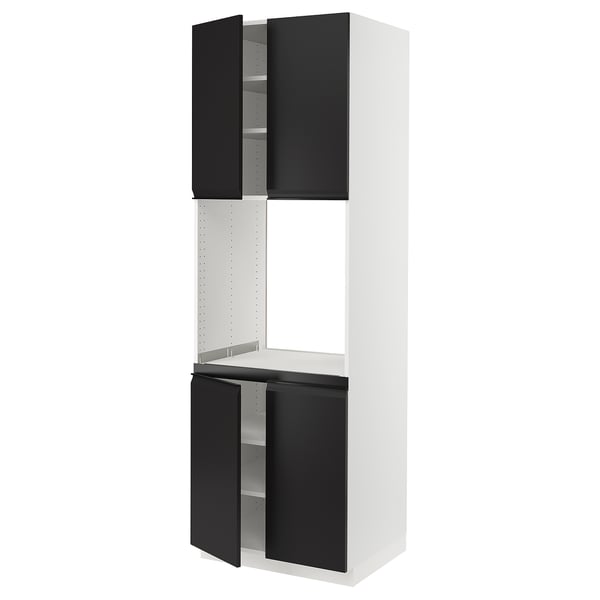 SEKTION Gabinete alto para horno+4 puertas, blanco/Upplöv antracita mate, 30x24x90 "