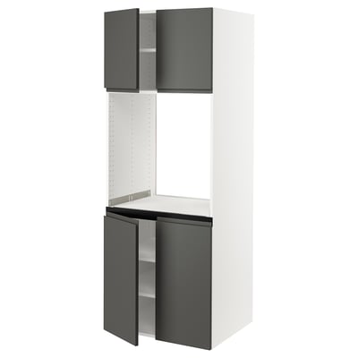 SEKTION Gabinete alto para horno+4 puertas, blanco/Voxtorp gris oscuro, 30x24x80 "