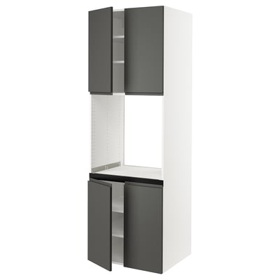 SEKTION Gabinete alto para horno+4 puertas, blanco/Voxtorp gris oscuro, 30x24x90 "