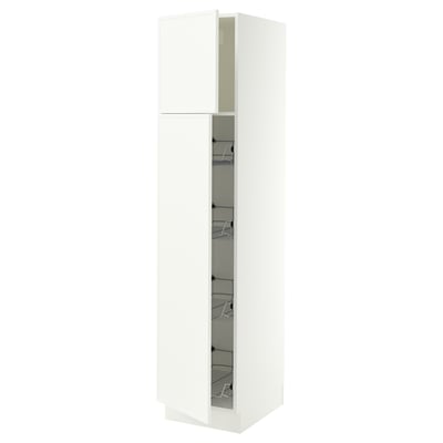SEKTION Gabinete alto+prta/canastas alambre, blanco/Aspudden blanco mate, 18x24x80 "