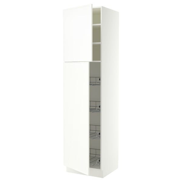 SEKTION Gabinete alto+prta/canastas alambre, blanco/Aspudden blanco mate, 24x24x90 "