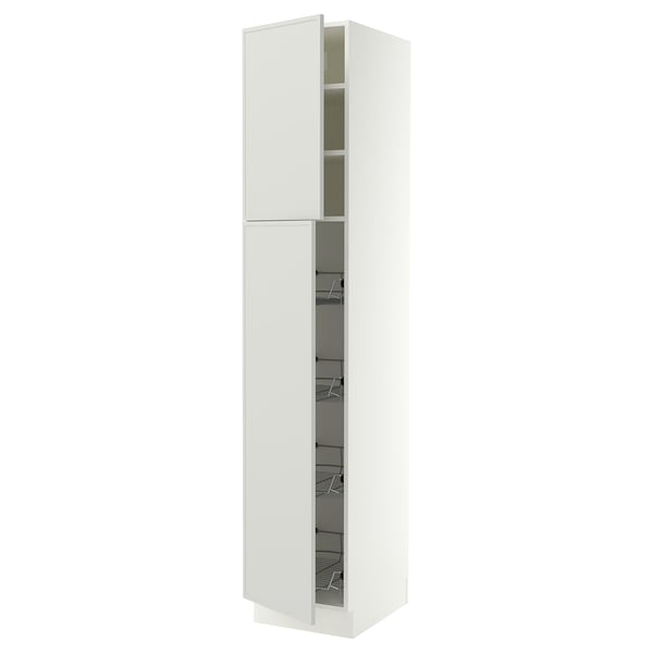 SEKTION Gabinete alto+prta/canastas alambre, blanco/Aspudden gris claro, 18x24x90 "