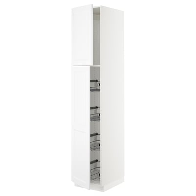 SEKTION Gabinete alto+prta/canastas alambre, blanco/Axstad blanco mate, 18x24x90 "