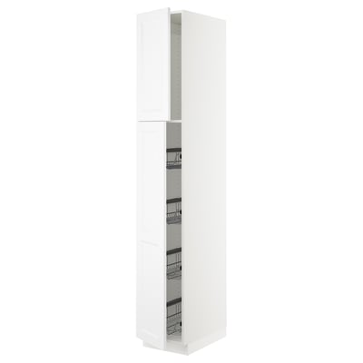 SEKTION Gabinete alto+prta/canastas alambre, blanco/Axstad blanco mate, 15x24x90 "
