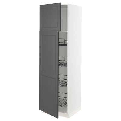 SEKTION Gabinete alto+prta/canastas alambre, blanco/Axstad gris oscuro, 24x24x80 "