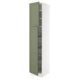 SEKTION Gabinete alto+prta/canastas alambre, blanco/Axstad gris-verde, 18x24x90 "
