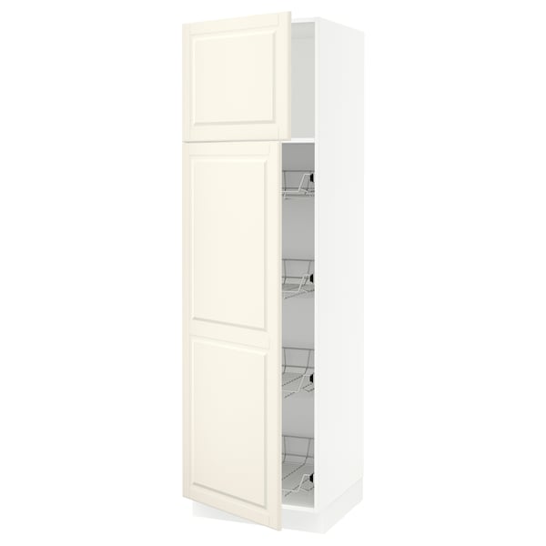 SEKTION Gabinete alto+prta/canastas alambre, blanco/Bodbyn color hueso, 24x24x80 "