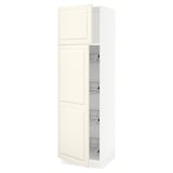 SEKTION Gabinete alto+prta/canastas alambre, blanco/Bodbyn color hueso, 24x24x80 "