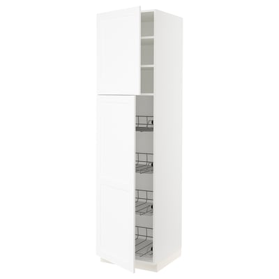 SEKTION Gabinete alto+prta/canastas alambre, blanco Enköping/blanco efecto madera, 24x24x90 "