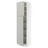 SEKTION Gabinete alto+prta/canastas alambre, blanco/Havstorp gris claro, 24x24x90 "