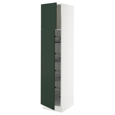 SEKTION Gabinete alto+prta/canastas alambre, blanco/Havstorp verde oscuro, 18x24x80 "