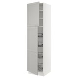 SEKTION Gabinete alto+prta/canastas alambre, blanco/Lerhyttan gris claro, 24x24x90 "