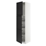 SEKTION Gabinete alto+prta/canastas alambre, blanco/Lerhyttan teñido en negro, 24x24x90 "
