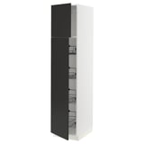 SEKTION Gabinete alto+prta/canastas alambre, blanco/Nickebo antracita mate, 18x24x80 "