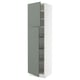 SEKTION Gabinete alto+prta/canastas alambre, blanco/Nickebo verde grisáceo mate, 24x24x90 "