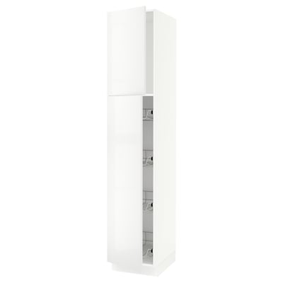 SEKTION Gabinete alto+prta/canastas alambre, blanco/Ringhult blanco, 18x24x90 "