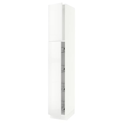 SEKTION Gabinete alto+prta/canastas alambre, blanco/Ringhult blanco, 15x24x90 "
