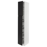 SEKTION Gabinete alto+prta/canastas alambre, blanco/Upplöv antracita mate, 15x24x90 "