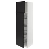 SEKTION Gabinete alto+prta/canastas alambre, blanco/Upplöv antracita mate, 24x24x80 "