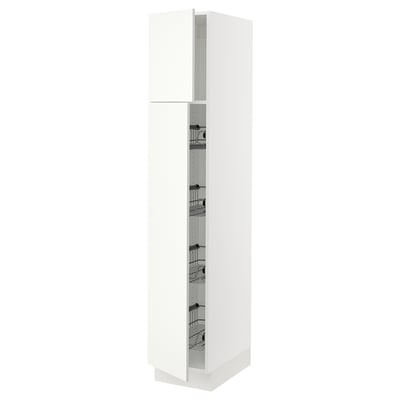 SEKTION Gabinete alto+prta/canastas alambre, blanco/Vallstena blanco, 15x24x80 "