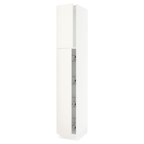 SEKTION Gabinete alto+prta/canastas alambre, blanco/Veddinge blanco, 15x24x90 "