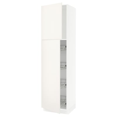 SEKTION Gabinete alto+prta/canastas alambre, blanco/Veddinge blanco, 24x24x90 "