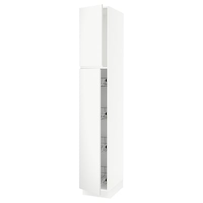 SEKTION Gabinete alto+prta/canastas alambre, blanco/Voxtorp blanco mate, 15x24x90 "