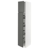 SEKTION Gabinete alto+prta/canastas alambre, blanco/Voxtorp gris oscuro, 15x24x80 "