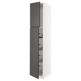 SEKTION Gabinete alto+prta/canastas alambre, blanco/Voxtorp gris oscuro, 18x24x90 "